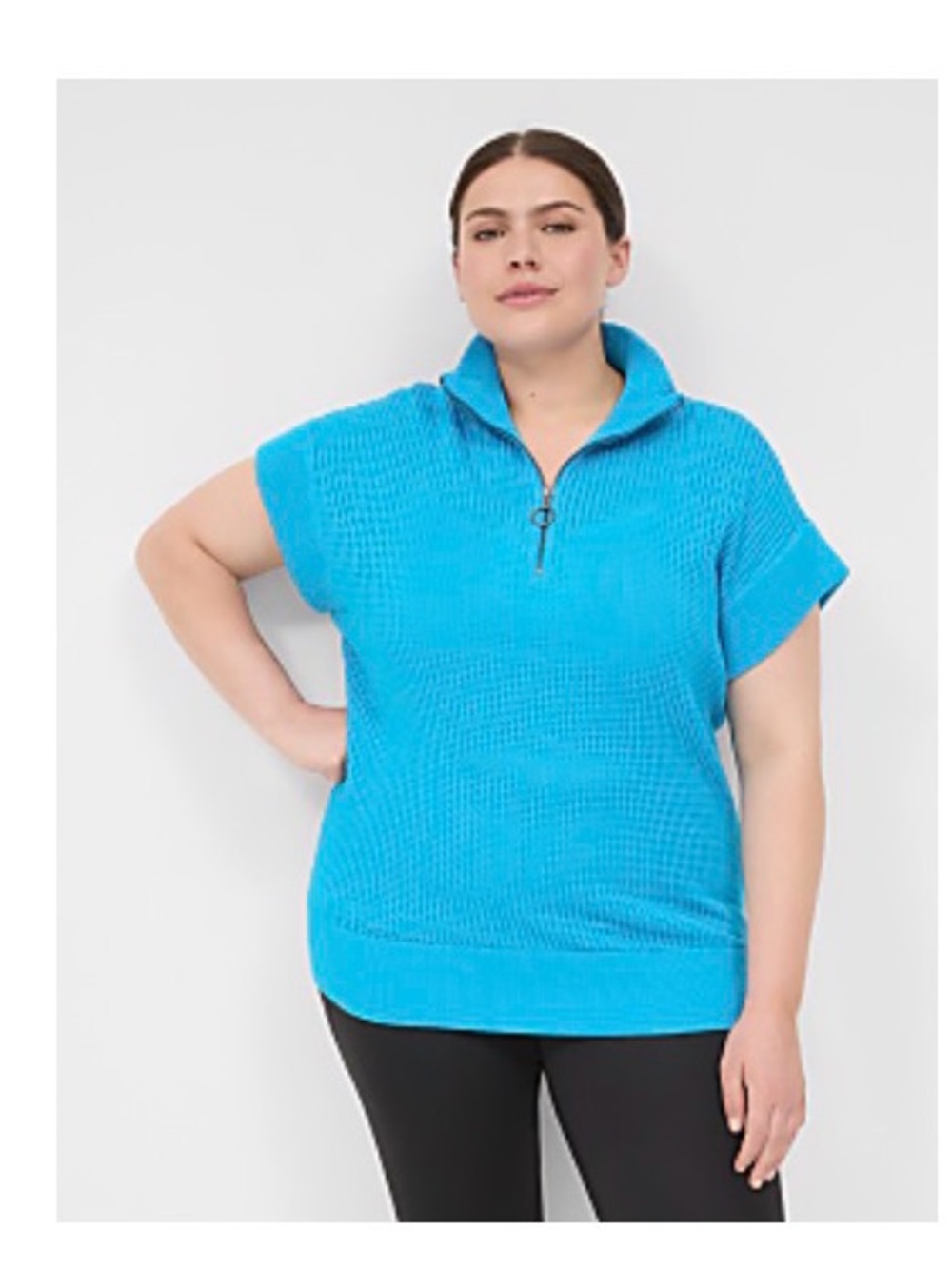 Livi Active Electric Blue Short-Sleeve Half-Zip Pullover Size 22/24